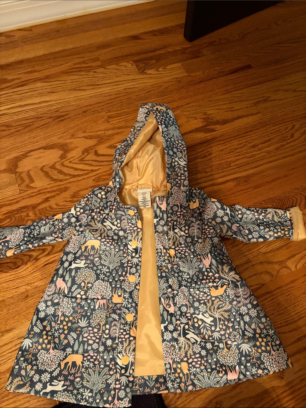 Rachel Zoe 2T Girls' Navy Floral & Animal Print Hooded Raincoat
